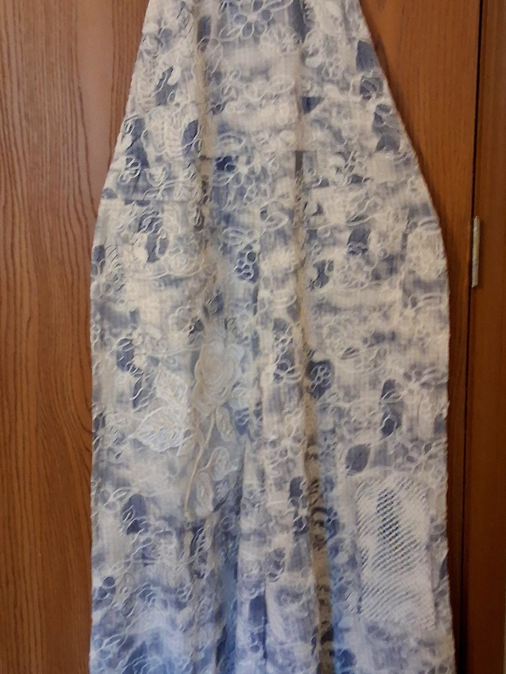 POL Blue and White Embroidered Wide-Leg Patchwork Overalls Sz S - Picture 11 of 16